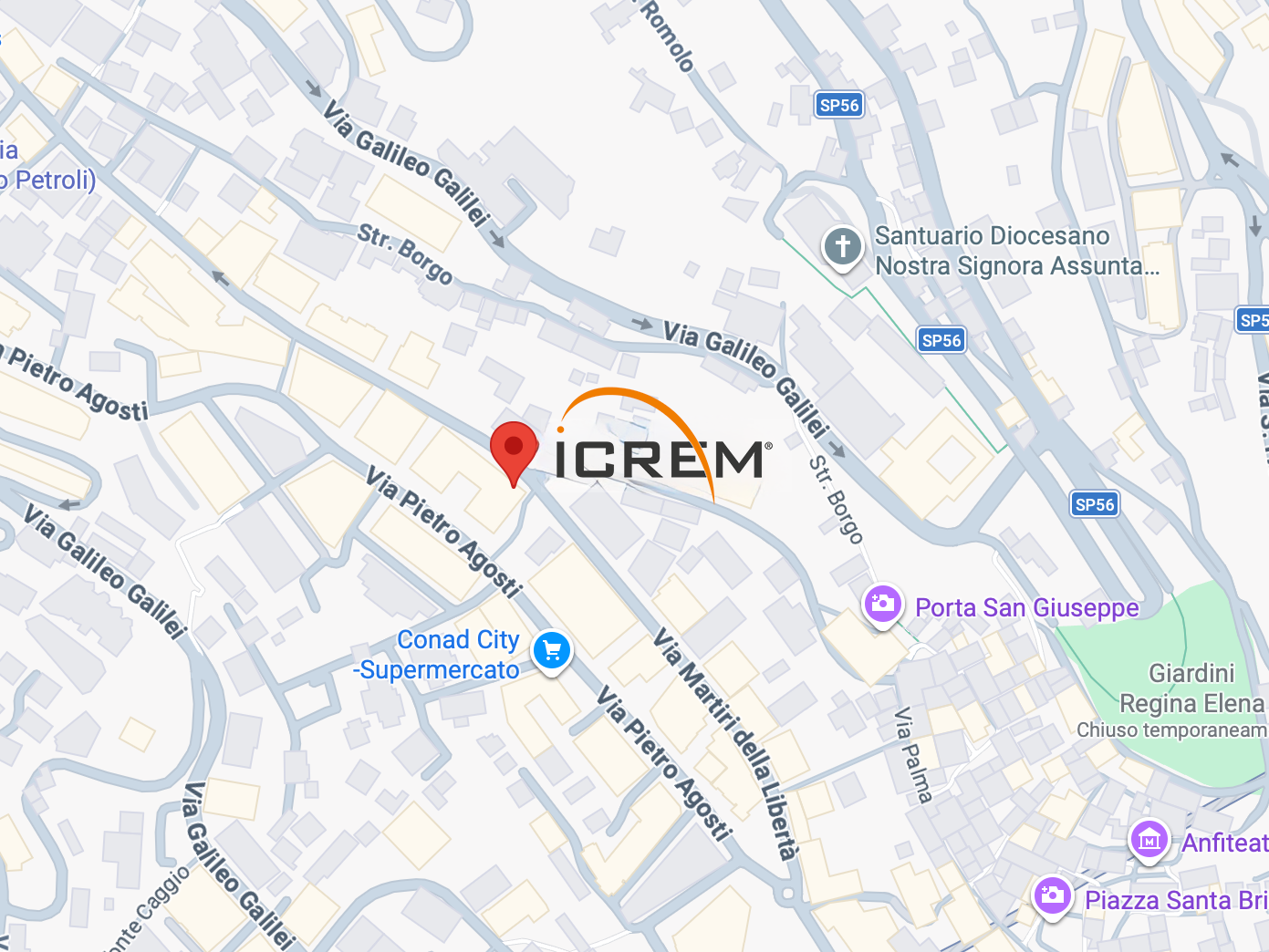 posizione della sede ICREM a Sanremo in Via Martiri della Libertà, 105